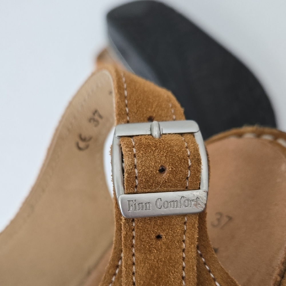 Finn Comfort Brown Leather Sandals with Silver Buttons Size 37 EU - Picture 9 of 9